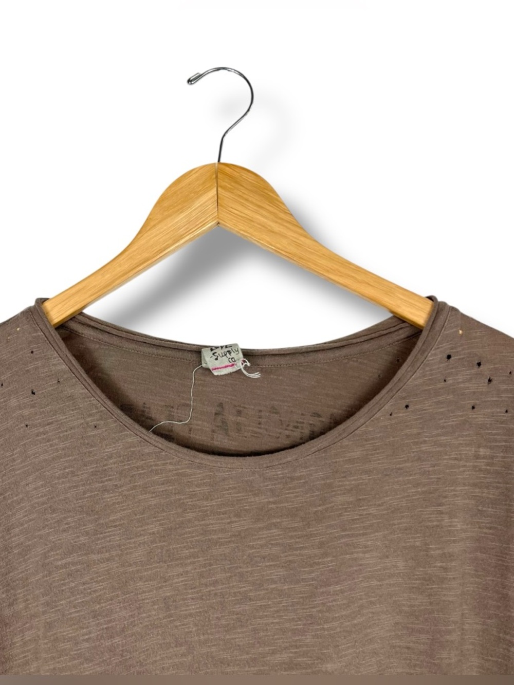 MAGNOLIA PEARL Viggo Long Sleeve TShirt Tee Maxi Dress O/S Cupid Logo Taupe - Picture 9 of 16